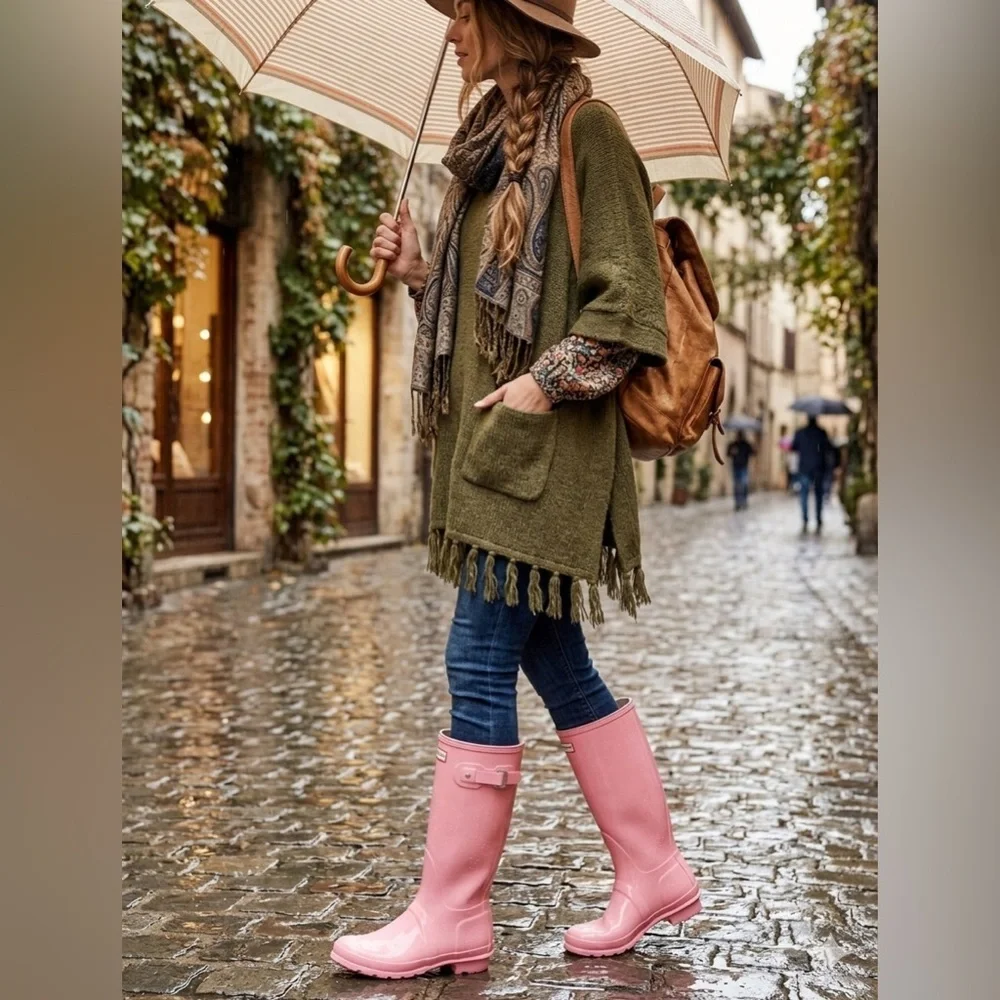 Seven7 brand. Womens Pink Glossy Rain Boots size 7